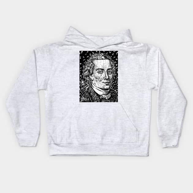 IMMANUEL KANT ink portrait .1 Kids Hoodie by lautir